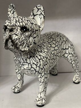 Decorative French Bulldog  - White and Black Crackle Finish